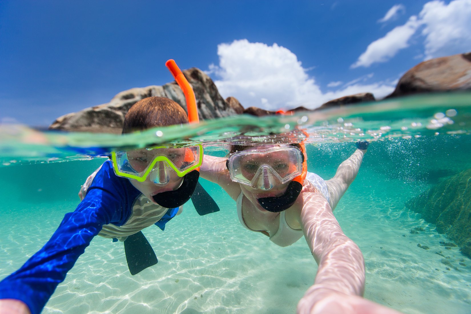 Family Snorkeling in Tropical Water